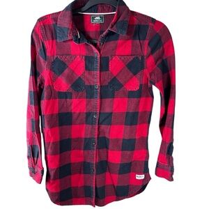 Roots Kids Buffalo Plaid Flannel Shirt Red Black Holiday Christmas Cabin Unisex